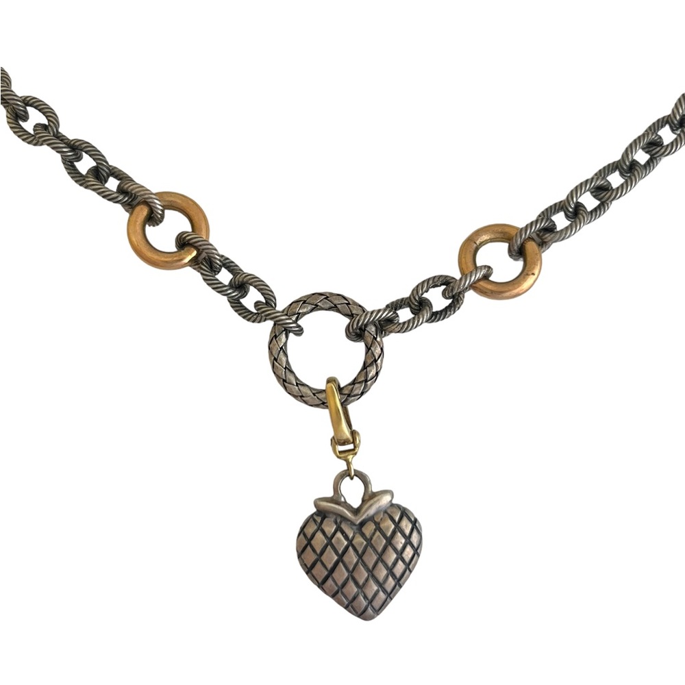 Alisa Italy Traversa Twist Sterling and 18k Necklace with Heart